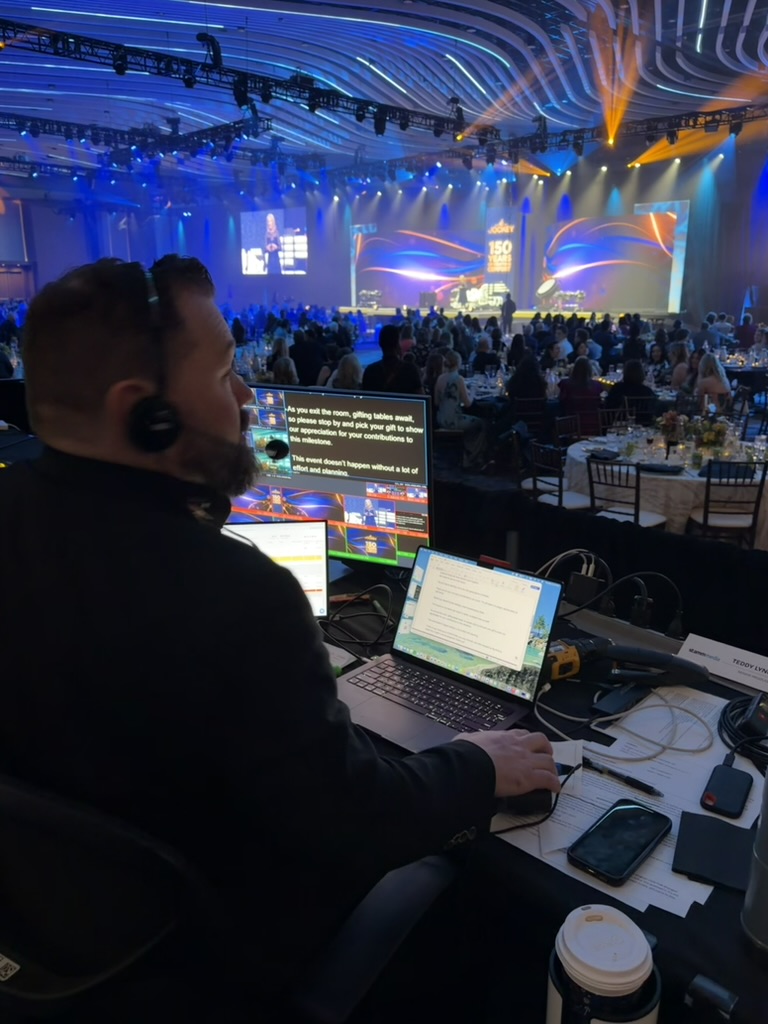 Teddy calling the show from the production desk